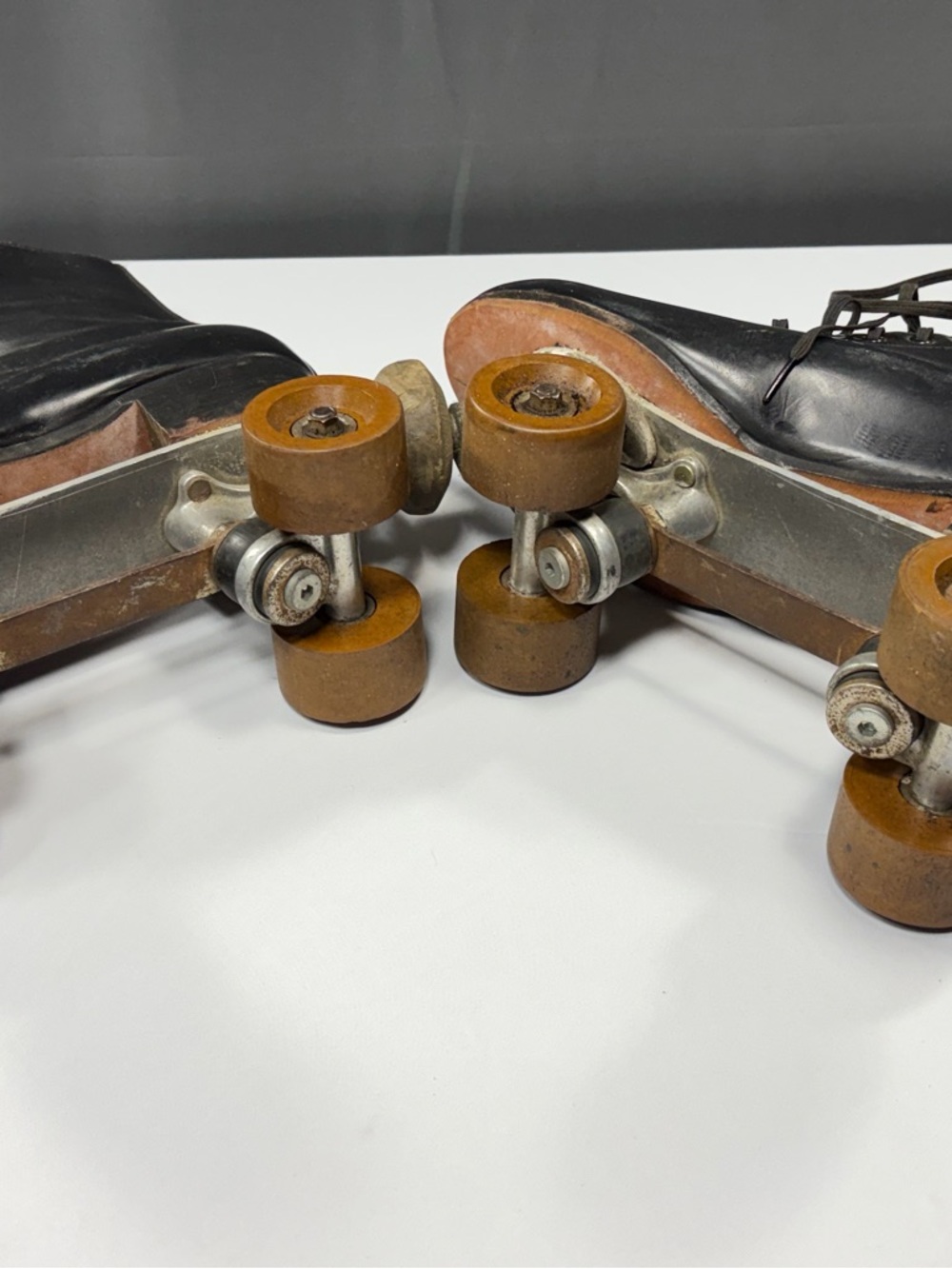 Riedell Roller Skates Black Leather Size 9 Vintage Quad Chicago Plate - Picture 10 of 15